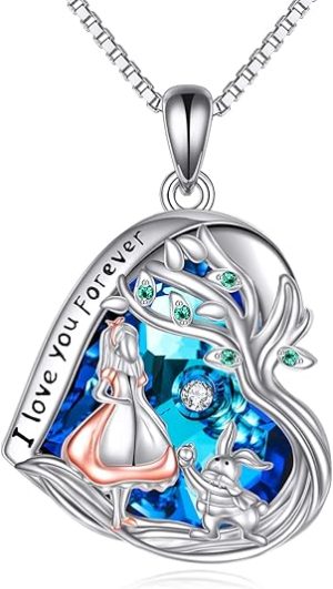 Alice in Wonderland I Love You Forever Sterling Silver Necklace
