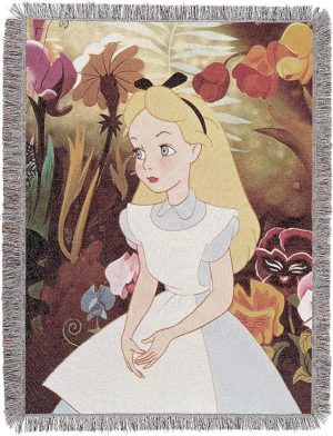 Disney Alice in Wonderland, "Alice in the Garden" Woven Tapestry Throw Blanket, 48" x 60"