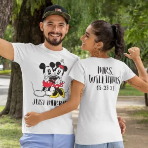 Personalized Mickey & Minnie Just Married T-Shirt