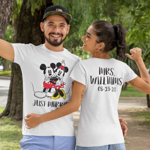 Personalized Mickey & Minnie Just Married T-Shirt